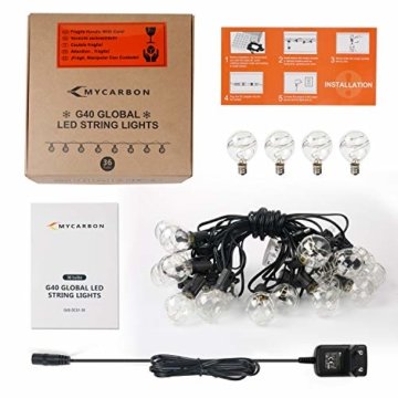 MYCARBON LED Lichterkette außen 12.5M 36er Birnen wasserdicht Lichterkette Outdoor/Indoor Lichterkette Glühbirnen mit stecker Deko für Garten Zimmer Bar Balkon Party 4 Ersatzbirnen Warmweiß - 7