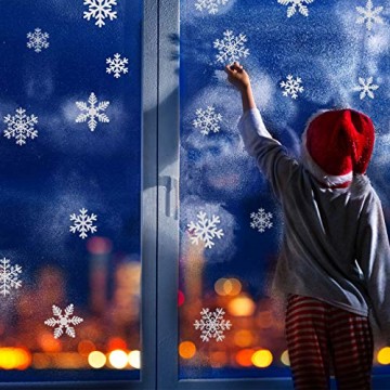 Naler 96 Schneeflocken Fensterbild Abnehmbare Fensterdeko Statisch Haftende PVC Aufkleber Winter Dekoration - 7