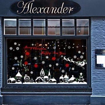 Naler Weihnachten Fensterbild Abnehmbare Fensterdeko Statisch Haftende PVC Aufkleber Winter Dekoration - 2