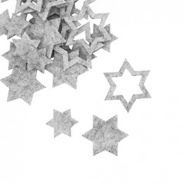 Oblique Unique® 24 Filz Sterne Weihnachtsdeko Tischdeko Weihnachten Deko 3 Motive - Farbe wählbar (Weissgrau) - 1