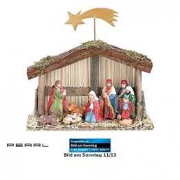PEARL Weihnachtskrippe: Weihnachts-Krippe (10-teilig) mit handbemalten Porzellan-Figuren (Weihnachtskrippen Figuren) - 1