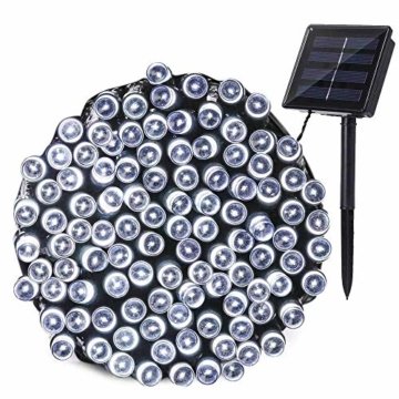 Qedertek Solar Lichterketten Weihnachtsbeleuchtung außen, 20M 200 LED Solarlichterkette Wasserdichte, 8 Modi Solar Weihnachtsbaum Lichterkette Deko für Garten, Terrasse, Party, Hochzeit (Weiß) - 1