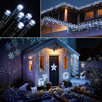 Qedertek Solar Lichterketten Weihnachtsbeleuchtung außen, 20M 200 LED Solarlichterkette Wasserdichte, 8 Modi Solar Weihnachtsbaum Lichterkette Deko für Garten, Terrasse, Party, Hochzeit (Weiß) - 5