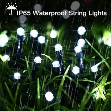 Qedertek Solar Lichterketten Weihnachtsbeleuchtung außen, 20M 200 LED Solarlichterkette Wasserdichte, 8 Modi Solar Weihnachtsbaum Lichterkette Deko für Garten, Terrasse, Party, Hochzeit (Weiß) - 6