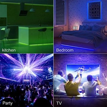 RGB LED Strip 10M, Hospaop LED Streifen 2x 5M 300 Led Bänder IP65 Wasserdicht Lichtband mit Netzteil 44-Tasten Fernbedienung Selbstklebend für Innen außen Beleuchtung Deko [Energieklasse A+] - 6