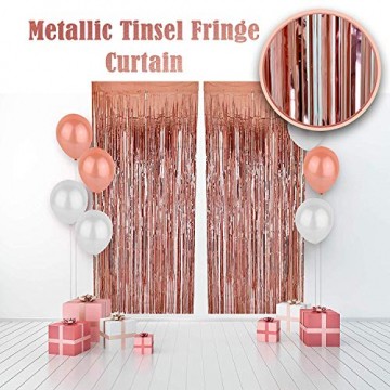 Rose Gold Metallic Tinsel Vorhänge,2 Stück Folie Fringe Shimmer Vorhang,Quaste Folie Vorhang Metallic,Folie Fransen Vorhänge Tür,Lametta Vorhang dekorative - 6