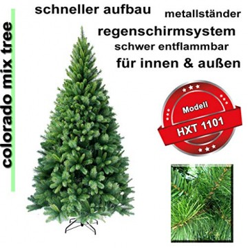 RS Trade HXT 1101 künstlicher Weihnachtsbaum 120 cm (Ø ca. 76 cm) mit 446 Spitzen und Schnellaufbau Klapp-Schirmsystem, schwer entflammbar, unechter Tannenbaum inkl. Metall Christbaum Ständer - 2