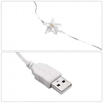 SALCAR 10m 100er LED Lichterkette Stern Kupfer USB-Schnittstelle, Wasserdicht LED Draht Micro Weihnachtsbeleuchtung für Innen- und Außenbereich - 6