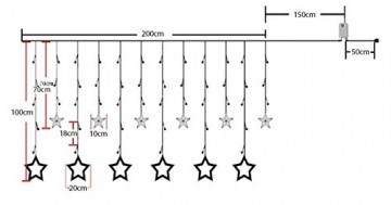 Salcar - LED Lichterkette mit LED Kugel 12 Sterne 138 Leuchtioden Lichtervorhang Sternenvorhang 8 Modi Innen & Außenlichterkette dekoration für Weihnachten Deko Party Festen - Warmweiß - 3