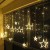 Salcar - LED Lichterkette mit LED Kugel 12 Sterne 138 Leuchtioden Lichtervorhang Sternenvorhang 8 Modi Innen & Außenlichterkette dekoration für Weihnachten Deko Party Festen - Warmweiß - 4