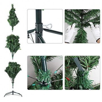 SALCAR Weihnachtsbaum künstlich 210 cm mit 868 Spitzen, Tannenbaum künstlich regenschirmsystem inkl. Christbaum-Ständer, Weihnachtsdeko - grün 2,1 m - 7