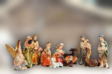 Sehr große PREMIUM Krippenfiguren 12 -tlg. SET, 15 cm schwere hochwertige Ausführung, feine Mimik, HANDBEMALT - FIGUREN für große Holz Weihnachtskrippe Zubehör, Design XXL Maria Josef Jesus - 1