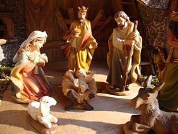 Sehr große PREMIUM Krippenfiguren 12 -tlg. SET, 15 cm schwere hochwertige Ausführung, feine Mimik, HANDBEMALT - FIGUREN für große Holz Weihnachtskrippe Zubehör, Design XXL Maria Josef Jesus - 6