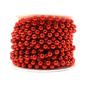 Sepkina Perlenband Christbaumkette Christbaum Perlenkette Perlengirlande Perlenschnur Weihnachten Advent Hochzeit Deko Tischdeko Meterware rot (S-P10-04-red) (0,80€/m) - 2