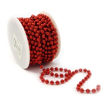 Sepkina Perlenband Christbaumkette Christbaum Perlenkette Perlengirlande Perlenschnur Weihnachten Advent Hochzeit Deko Tischdeko Meterware rot (S-P10-04-red) (0,80€/m) - 1