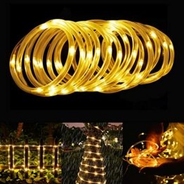 ShinePick Solar Lichterkette Aussen, 12M 100 LED Solar Lichtschlauch, Automatisch An/Ausschalten Wasserdicht Solarlichterkette Außenlichterkette Weihnachtsbeleuchtung für Garten Aussen Deko(Warmweiß) - 1