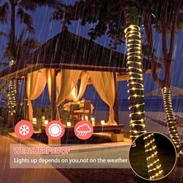 ShinePick Solar Lichterkette Aussen, 12M 100 LED Solar Lichtschlauch, Automatisch An/Ausschalten Wasserdicht Solarlichterkette Außenlichterkette Weihnachtsbeleuchtung für Garten Aussen Deko(Warmweiß) - 5