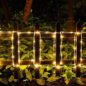 ShinePick Solar Lichterkette Aussen, 12M 100 LED Solar Lichtschlauch, Automatisch An/Ausschalten Wasserdicht Solarlichterkette Außenlichterkette Weihnachtsbeleuchtung für Garten Aussen Deko(Warmweiß) - 6