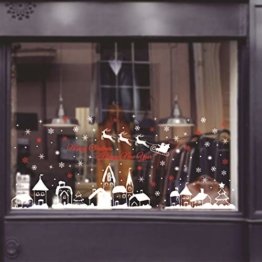 ShiyiUP Weihnachten Fensterkleber Wandsticker Fensterbild Aufkleber Wandtattoo Dekoration 6 Blatt,Dorf - 1