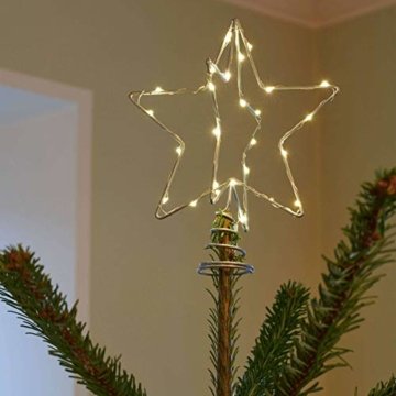 Sirius Weihnachtsbaumspitze Metall 30 LED 15 cm batteriebetrieben silber - 2