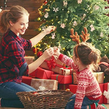 STOBOK 200 Stücke Weihnachtsbaum Anhänger Holzscheiben Christbaumanhänger Holz Streudeko Baumschmuck Christbaumschmuck Weihnachtsdeko zum Aufhängen (Stil gemischt) - 4