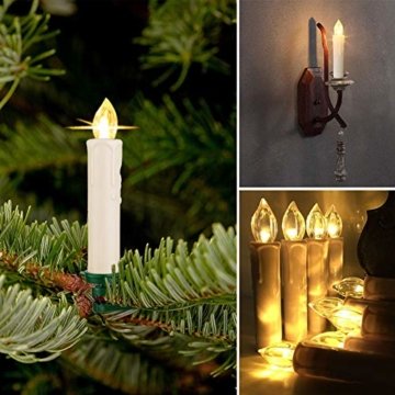 SZILBZ 40Stk Weihnachten LED Kerzen Lichterkette Weihnachtsbaumkerzen weihnachtskerzen Christbaumkerzen mit Fernbedienung Kabellos - 5