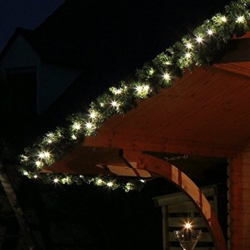 Tannengirlande grün 8,1 m mit 120 LED beleuchtet Weihnachtsbeleuchtung außen - 4