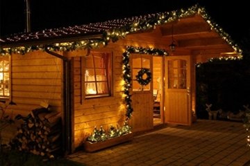 Tannengirlande grün 8,1 m mit 120 LED beleuchtet Weihnachtsbeleuchtung außen - 8