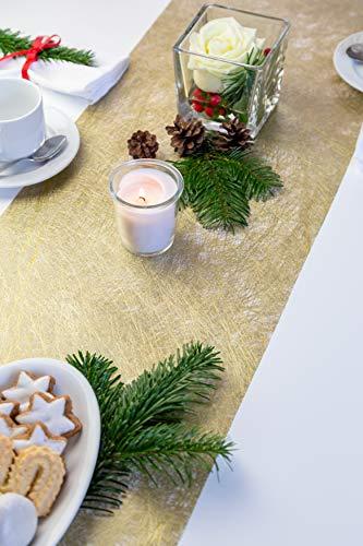 Tischläufer Gold Metallic, Polyester Vliesstoff, 30 cm x 10 m | Tischband | Tischdeko Weihnachten + Adventszeit | Deko Weihnachtsfeier … - 3