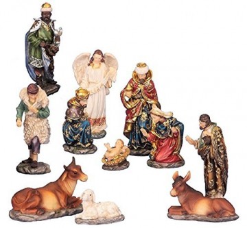 Unbekannt Krippenfiguren 11teiliges Set 14,5 cm Krippe Weihnachten - 1