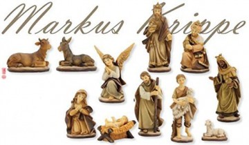 Unbekannt Krippenfiguren Markuskrippe gebeizt 11-TLG. Set geeignet für 9cm Figuren - 1