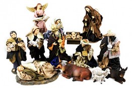 Unbekannt Krippenfiguren mit Kleidern, Heilige Familie, Heilige 3 Könige, Engel und Hirten (0941000) - 1