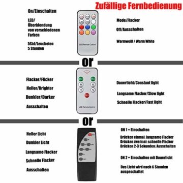 VASEN 10/20/30/40er LED Weihnachtsbaumkerzen Kabellos mit Fernbedienung Warmweiß Flammenlos Christbaumkerzen (40er) - 3