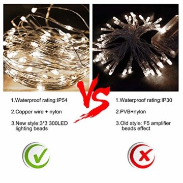 Vegena LED USB Lichtervorhang 3m x 3m, 300 LEDs Lichterkettenvorhang mit 8 Modi Lichterkette Gardine für Partydekoration Schlafzimmer Innenbeleuchtung Weihnachten Deko Weiß [Energieklasse A+++] - 2