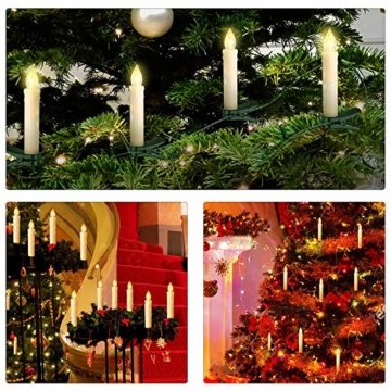 VINGO 10er LED Weihnachtskerzen mit Fernbedienung Kabellos Warmweiß Kerzen Dimmbar Christbaumkerzen für Weihnachtsbaum，Christbaumsdeko - 6