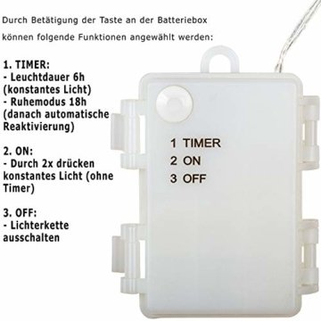 VOLTRONIC 2er Set 50 100 200 LED Lichterdraht Lichterkette, BATTERIEBETRIEBEN, mit Timer, für innen und außen, IP44, erhältlich in: warmweiß kaltweiß bunt warmweiß+kaltweiß, Batterie - 4