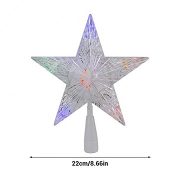 Weihnachtsbaumspitze Stern, LED leuchten Weihnachtsbaum Topper Star Christbaumspitze Kunststoff 22x22cm mit 31 LED mehrfarbig Für Weihnachtsdekor - 2
