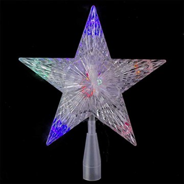 Weihnachtsbaumspitze Stern, LED leuchten Weihnachtsbaum Topper Star Christbaumspitze Kunststoff 22x22cm mit 31 LED mehrfarbig Für Weihnachtsdekor - 3