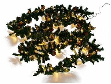 Weihnachtsdeko Tannen- Girlande mit 80 LED und Deko, gold - 1