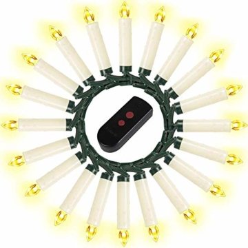 Weihnachtskerzen 10/20/30/40 Sets OZAVO, Christbaumkerzen mit Fernbedienung, kabellose Mini LED Kerzen, Weihnachtsbaumbeleuchtung 2 Lichtmodifikationen, Weihnachten(40 Sets) - 3