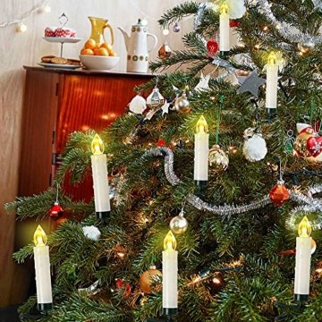 Weihnachtskerzen 10/20/30/40 Sets OZAVO, Christbaumkerzen mit Fernbedienung, kabellose Mini LED Kerzen, Weihnachtsbaumbeleuchtung 2 Lichtmodifikationen, Weihnachten(40 Sets) - 4