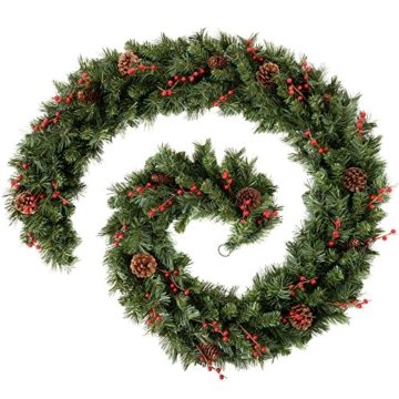 WeRChristmas Multifunktions-Girlande mit 80 warmen LED-Lichtern, extra dick, beleuchtet, 2,7 m, Plastik, grün, 274 cm - 1