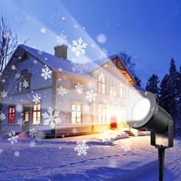Wilktop Led Projektionslampe Weihnachtsbeleuchtung Led Projektor für Weihnachten/Halloween Projektionslampe Wasserdichte IP65 Weihnachtsbeleuchtung Außen LED Schneeflocke Weihnachten (Weiß Snowflake) - 1