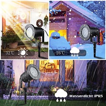 Wilktop Led Projektionslampe Weihnachtsbeleuchtung Led Projektor für Weihnachten/Halloween Projektionslampe Wasserdichte IP65 Weihnachtsbeleuchtung Außen LED Schneeflocke Weihnachten (Weiß Snowflake) - 8