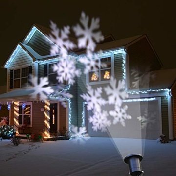 Wilktop Led Projektionslampe Weihnachtsbeleuchtung Led Projektor für Weihnachten/Halloween Projektionslampe Wasserdichte IP65 Weihnachtsbeleuchtung Außen LED Schneeflocke Weihnachten (Weiß Snowflake) - 9