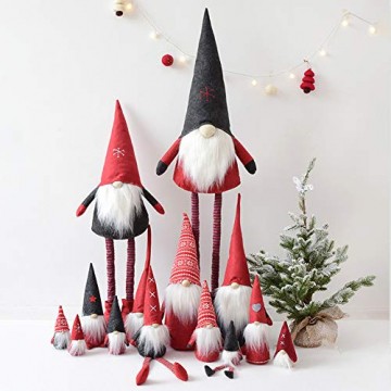 WJHFF Weihnachten stehend Santa Claus geformte Puppe mit ausziehbaren Beinen, Weihnachtsszene Anordnung Fenster Dekoration Geschenk Spielzeug für Kinder - 3
