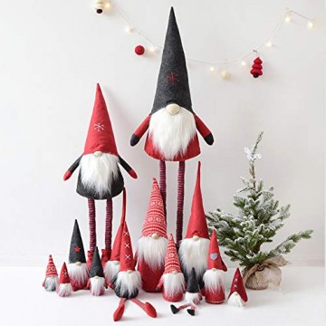 WJHFF Weihnachten stehend Santa Claus geformte Puppe mit ausziehbaren Beinen, Weihnachtsszene Anordnung Fenster Dekoration Geschenk Spielzeug für Kinder - 3