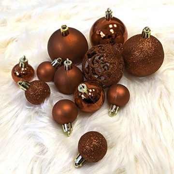 Wohaga Weihnachtskugel-Set Christbaumkugeln Baumschmuck Weihnachtsbaumschmuck Baumkugeln, Farbe:Braun, Größe:100 - 4