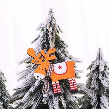 Wohlstand 6X Weihnachten Hirsch Rentier Holz Handwerk Ornament Hänge Anhänger Dekoration Weihnachten Elch Holz Christbaumschmuck Weihnachten Hängen Anhänger Dekoration Geschenke Partei Liefert - 2