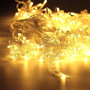 WOWDSGN 25M 200 LEDs Lichterkette, Warmweiß, 8 Leuchtmodi Dimmbar, Strombetrieben mit EU Stecker, IP44 Wasserdicht, Lichterkette für Party, Feier, Hochzeit, Weihnachtsbeleuchtung für Innen und Außen - 2